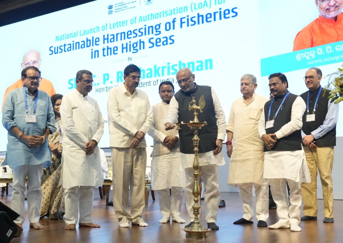 Vice President Shri C. P. Radhakrishnan launched the national programme for issuance of Letters of Authorisation (LoAs) for Sustainable Harnessing of Fisheries in the High Seas at Bhubaneswar on 09.07.2026