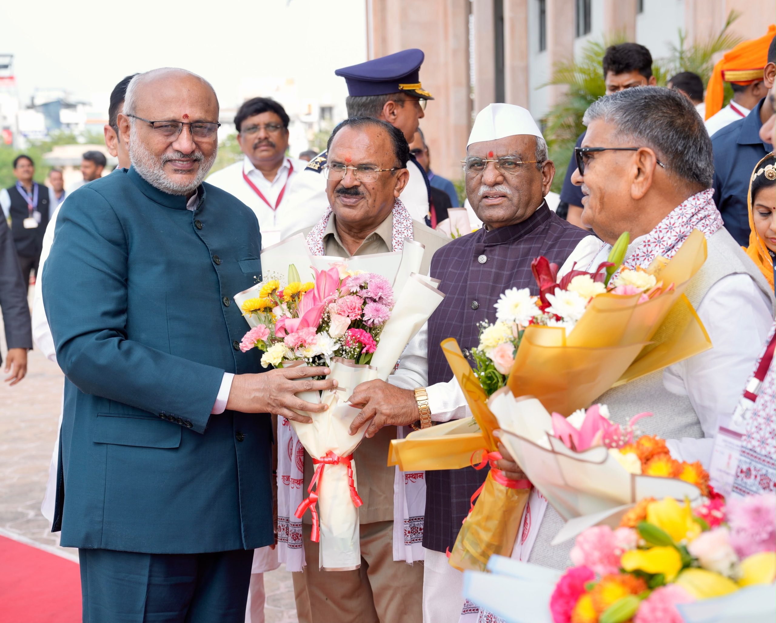 Vice President Shri C. P. Radhakrishnan was warmly welcomed at the Rajasthan Vidhan Sabha, Jaipur, upon his arrival to grace the valedictory session of the Vidhayi Gaurav Yatra, organised as part of the 75th Year celebrations of the Rajasthan Legislative Assembly on 15.07.2026