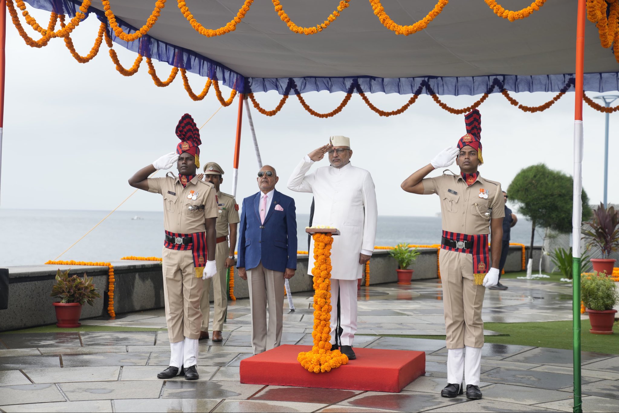 Vice President Shri C. P. Radhakrishnan hoisted National Flag at Flag Point, Sri Vijaya Puram, under the #HarGharTiranga Abhiyaan on 09.08.2026