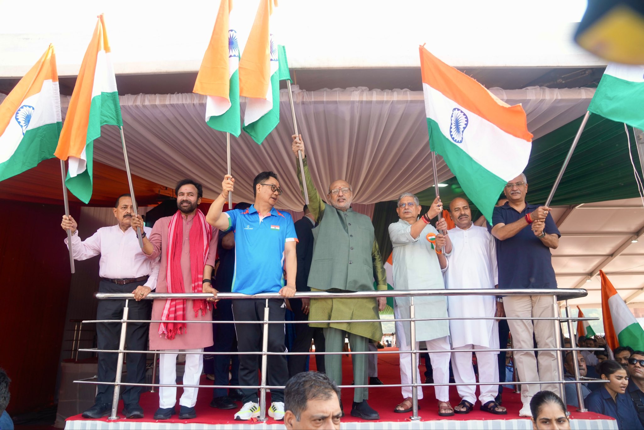 Vice President Shri C. P. Radhakrishnan flagged off a special Bike Rally with Members of Parliament as part of #HarGharTiranga 2026 at Bharat Madapam, New Delhi on 12.08.2026
