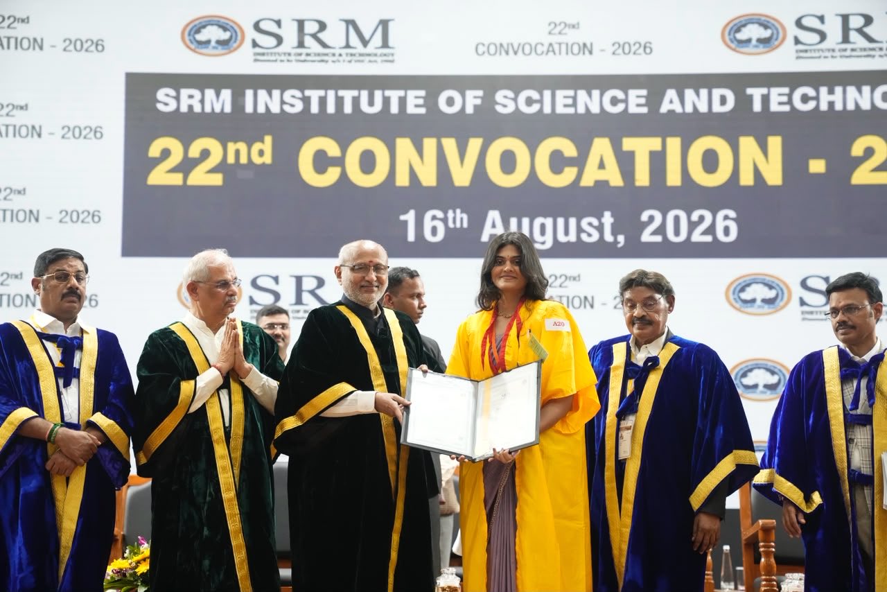 Vice President Shri C. P. Radhakrishnan graced the 22nd Convocation of S.R.M. Institute of Science and Technology (SRMIST) at Kattankulathur, Chengalpattu near Chennai on 16.08.2026