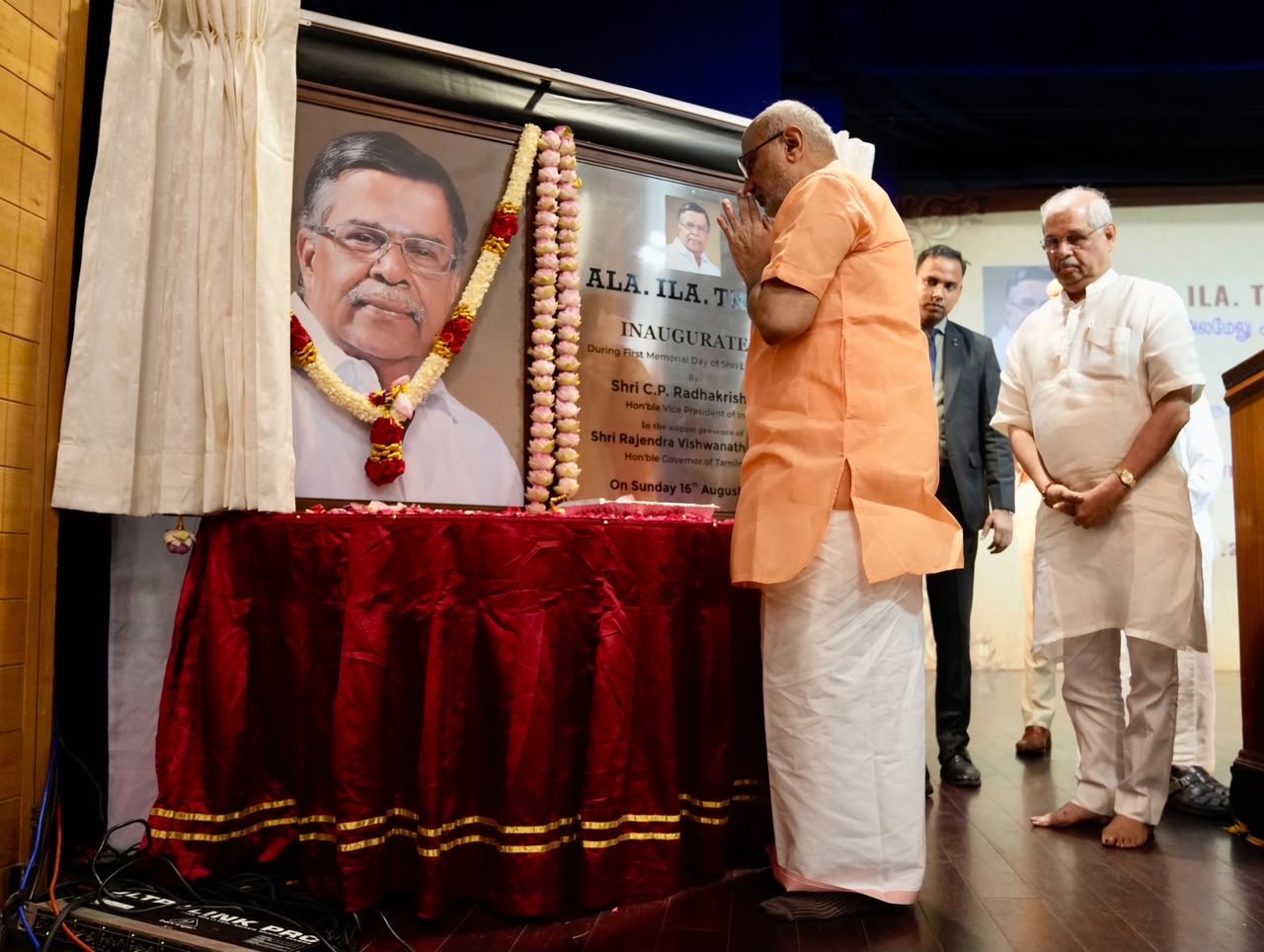 Vice President Shri C. P. Radhakrishnan paid tributes to former Governor Shri La. Ganesan at a function held in Chennai to mark his first death anniversary and inaugurated the ‘Ala. Ila Trust’ established in his memory on 16.08.2026