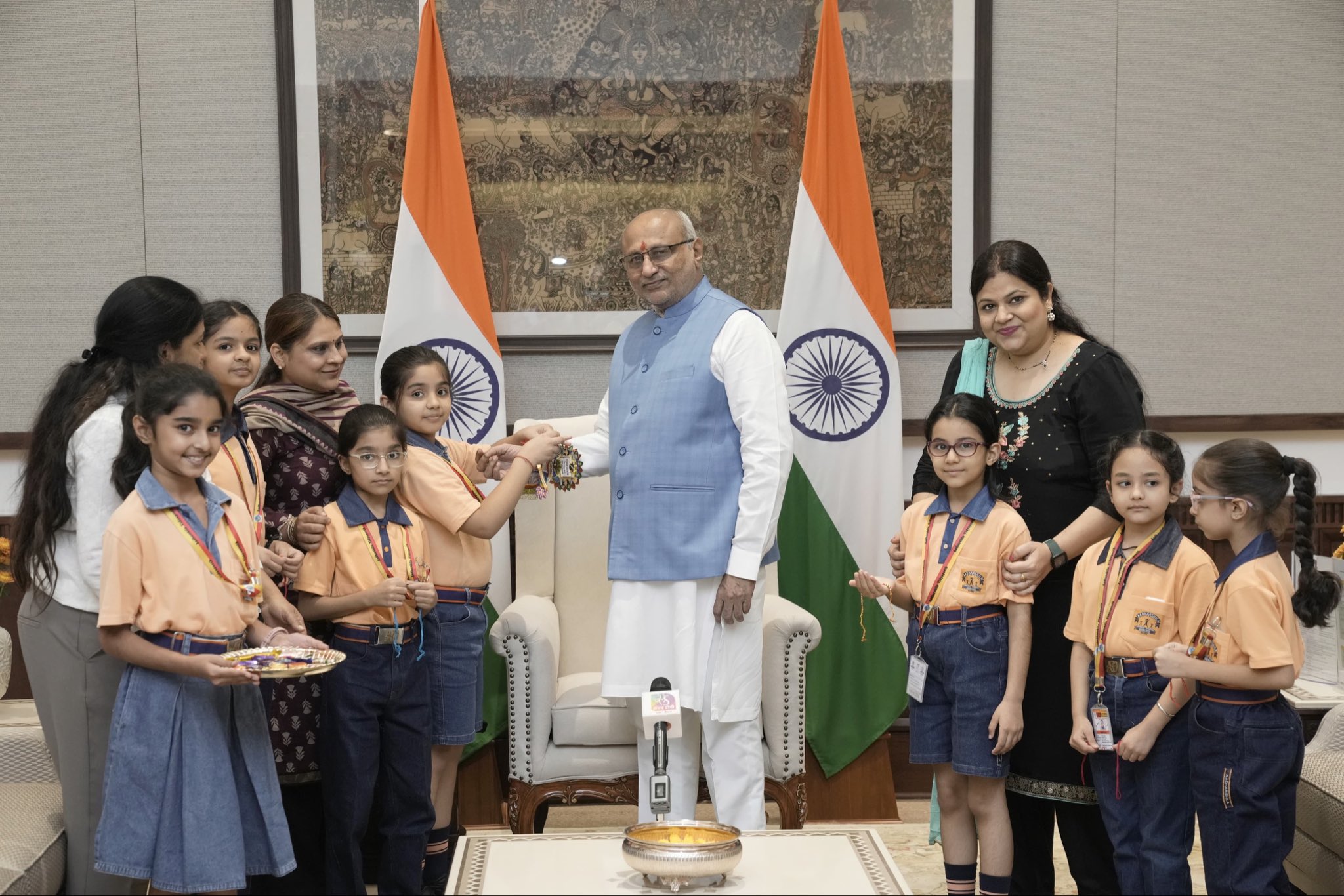 Vice President Shri C. P. Radhakrishnan celebrated Raksha Bandhan with school children at Uprashtrapati Bhavan