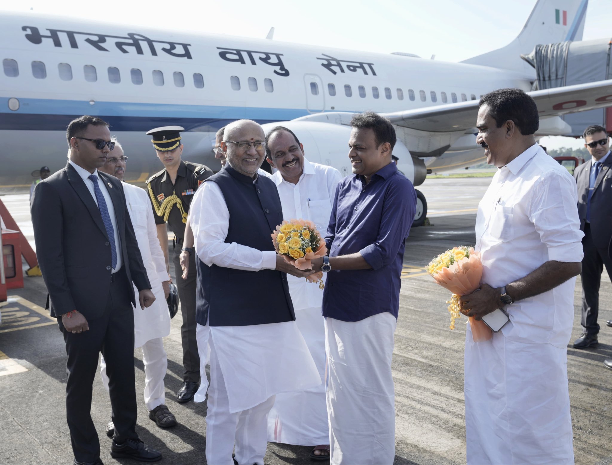Vice President Shri C. P. Radhakrishnan arrived at Cochin International Airport on 30.08.2026 and was warmly received by Shri Rajendra Vishwanath Arlekar, Hon’ble Governor of Keralam, Shri Roji M. John, Hon’ble Minister of Higher Education, Government of Keralam and other dignitaries