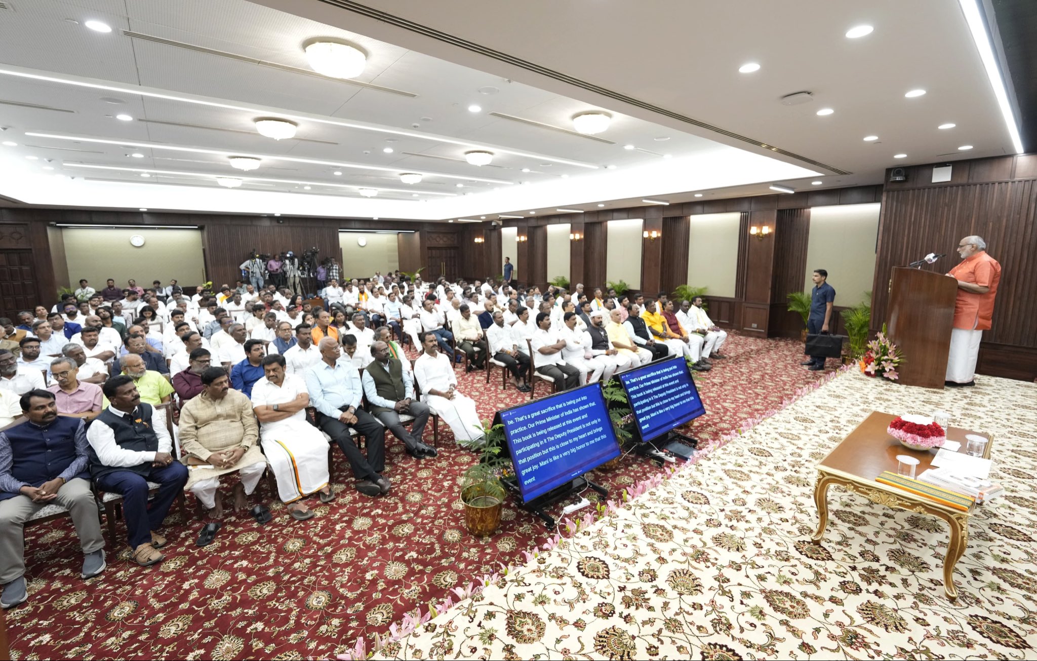 Vice President C. P. Radhakrishnan released the book “A Century of Service – The RSS in 100 Acts of Seva” authored by former Governor of Telangana and former Lieutenant Governor of Puducherry, Dr. Tamilisai Soundararajan, at Uprashtrapati Bhavan, New Delhi on 15.09.2026