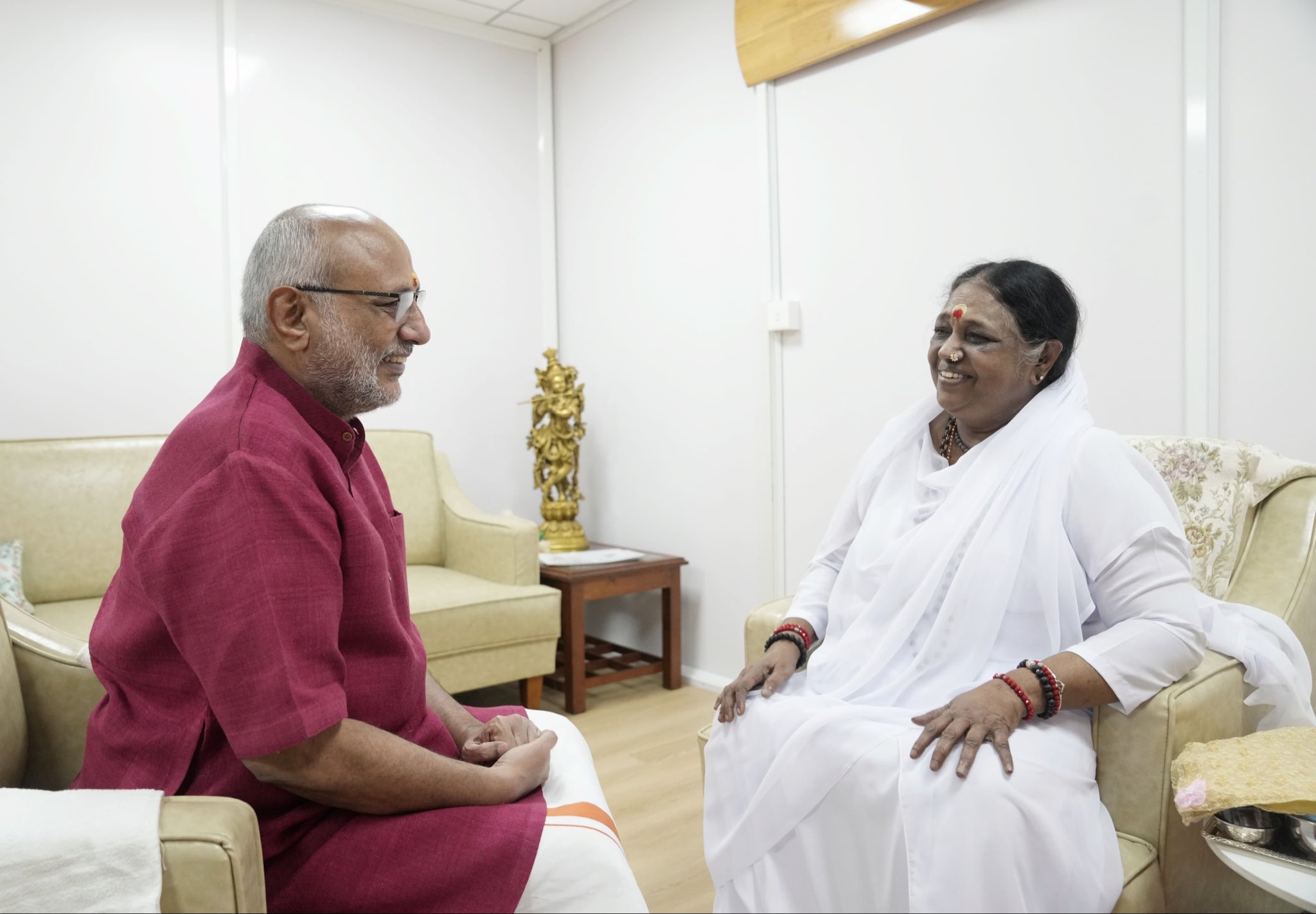 Vice President Shri C. P. Radhakrishnan met Mata Amritanandamayi Devi at Amritapuri today on the occasion of her 73rd birthday on 27.09.2026