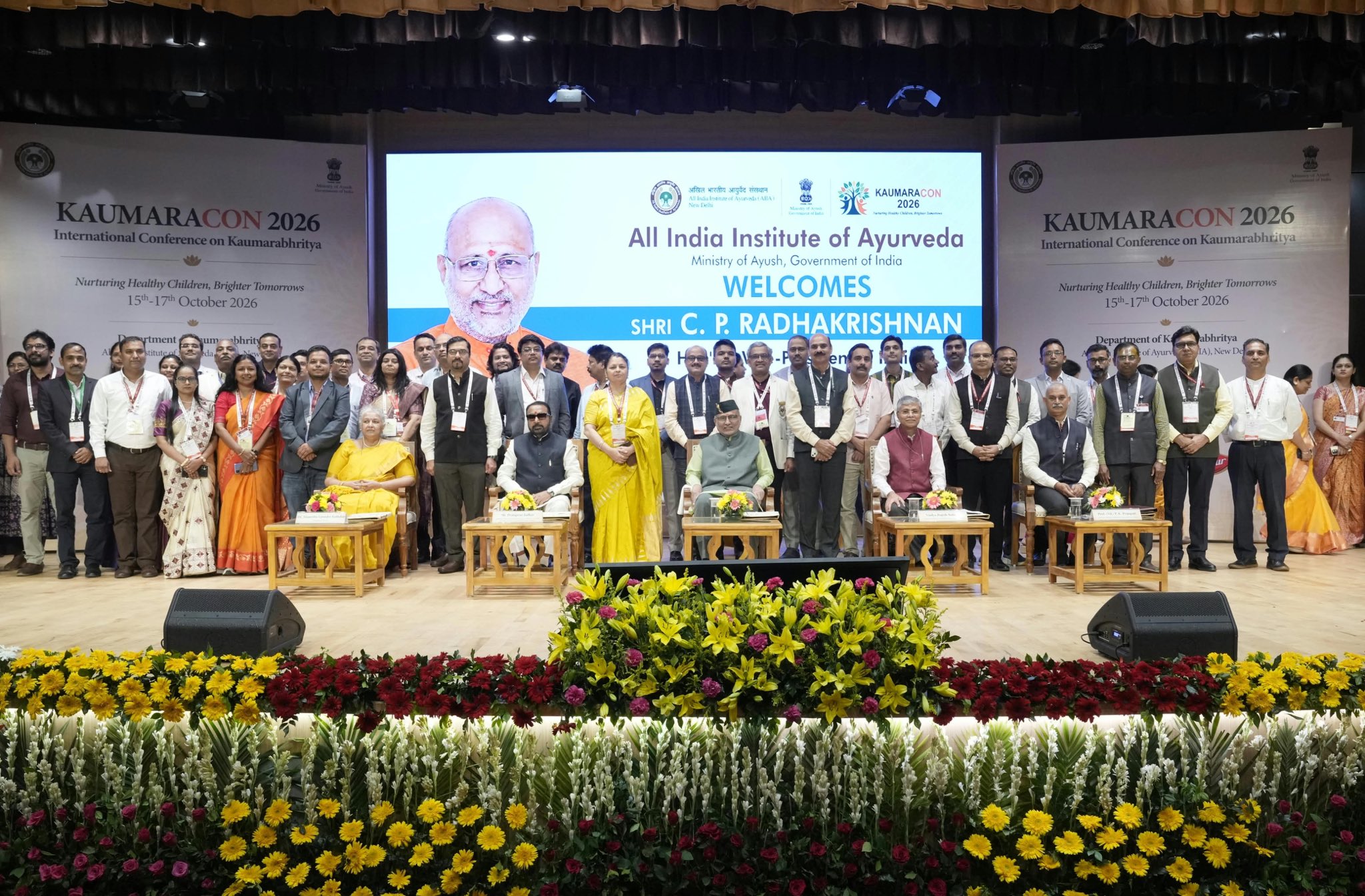 Vice-President Shri C. P. Radhakrishnan graced the third edition of the international conference on Kaumarabhritya, KAUMARACON-2026, organised by the All India Institute of Ayurveda (AIIA), New Delhi on 15.10.2026