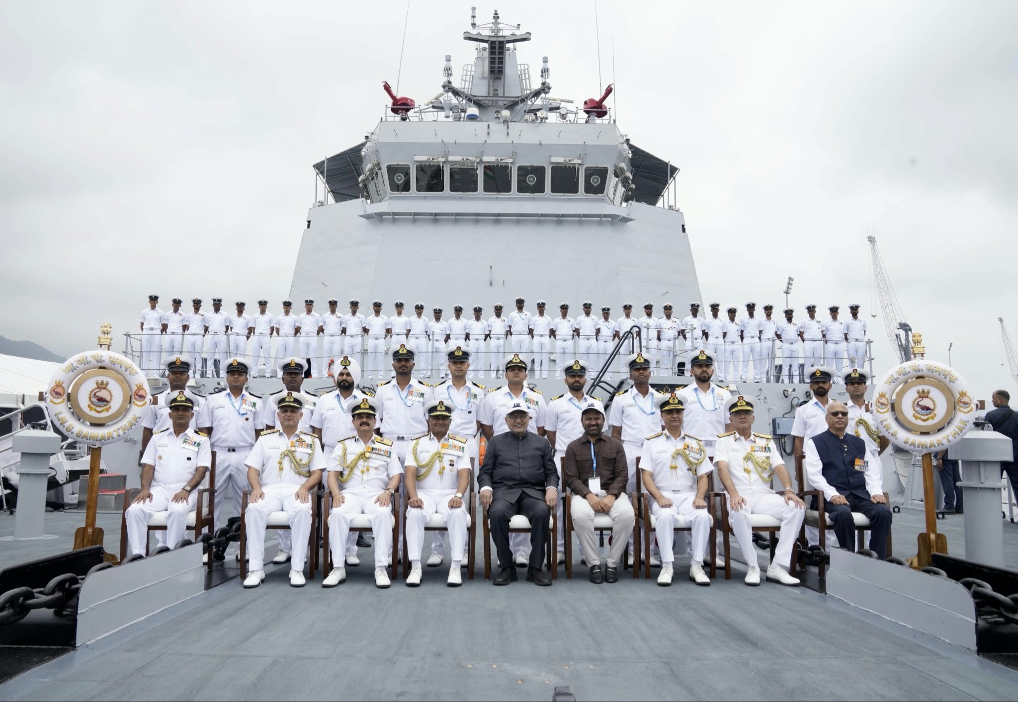 Vice-President Shri C. P. Radhakrishnan commissioned INS Samarthak, the Indian Navy’s first indigenous Multi-Purpose Vessel, at Karwar, Karnataka on 16.10.2026