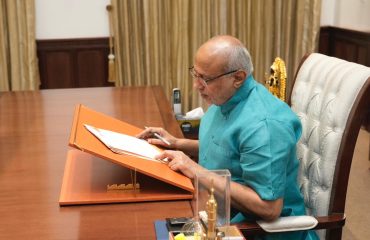 Vice President Shri C. P. Radhakrishnan submitted the duly filled enumeration form under the Special Intensive Revision (SIR) enumeration process of the electoral roll on 04.07.2026