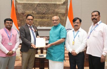Vice President Shri C. P. Radhakrishnan submitted the duly filled enumeration form under the Special Intensive Revision (SIR) enumeration process of the electoral roll on 04.07.2026