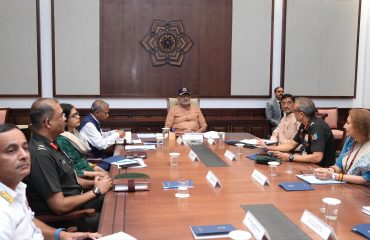 Vice President Shri C. P. Radhakrishnan was briefed on the National Cadet Corps (NCC) and Sainik Schools by Raksha Rajya Mantri Shri Sanjay Seth, along with senior officers of the Ministry of Defence at Uprashtrapati Bhavan on 13.07.2026