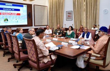 Vice President Shri C. P. Radhakrishnan was briefed on the National Cadet Corps (NCC) and Sainik Schools by Raksha Rajya Mantri Shri Sanjay Seth, along with senior officers of the Ministry of Defence at Uprashtrapati Bhavan on 13.07.2026
