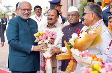 Vice President Shri C. P. Radhakrishnan was warmly welcomed at the Rajasthan Vidhan Sabha, Jaipur, upon his arrival to grace the valedictory session of the Vidhayi Gaurav Yatra, organised as part of the 75th Year celebrations of the Rajasthan Legislative Assembly on 15.07.2026