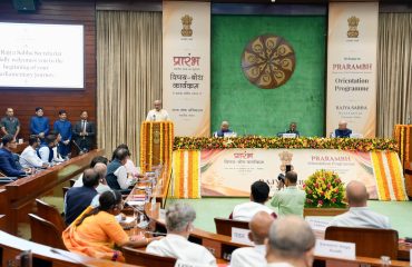 Vice-President of India and Chairman, Rajya Sabha, Shri C. P. Radhakrishnan inaugurated the two-day Orientation-cum-Training Programme (Prarambh) for the newly elected/nominated Members of the Rajya Sabha on 25.07.2026