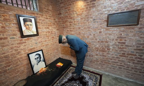 Vice President Shri C. P. Radhakrishnan paid tribute floral tributes at the Veer Savarkar’s cell at National Memorial Cellular Jail on 08.08.2026