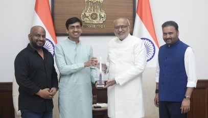 Skyroot Aerospace Co-founder & CEO Shri Pawan Chandana called on Vice President Shri C. P. Radhakrishnan, along with his team, at Parliament House on 29.07.2026