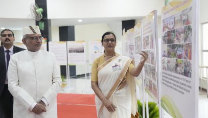 Vice President Shri C. P. Radhakrishnan visited the ‘Har Ghar Tiranga’ Exhibition during the State Function at the DBRAIT Auditorium, in Sri Vijaya Puram, Andaman & Nicobar Islands on 09.08.2026