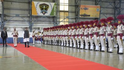 Vice-President Shri C. P. Radhakrishnan was accorded a ceremonial Guard of Honour at INS Utkrosh, Sri Vijaya Puram, upon his arrival in the Andaman and Nicobar Islands on 8 August 2026​