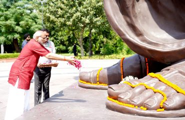 The Vice President of India, Shri C.P. Radhakrishnan paid floral tributes to Pandit Deen Dayal Upadhyaya at Pt. Deen Dayal Upadhyay Memorial, in Delhi on September 12, 2025