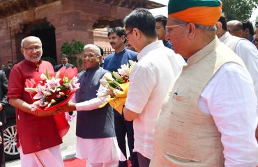 The Vice President of India, Shri C.P. Radhakrishnan meeting with the Floor Leaders at Parliament House, in New Delhi on September 12, 2025.