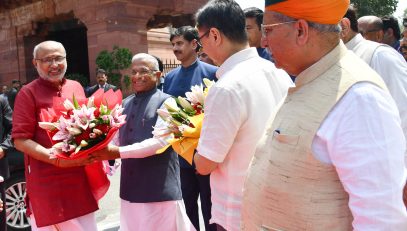 The Vice President of India, Shri C.P. Radhakrishnan meeting with the Floor Leaders at Parliament House, in New Delhi on September 12, 2025.