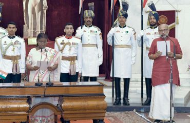 The President of India, Smt Droupadi Murmu administered the Oath of Office of Vice President of India to Shri C. P. Radhakrishnan at a Swearing-in-Ceremony held at Ganatantra Mandap, in Rashtrapati Bhavan on September 12, 2025.