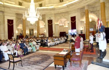 The President of India, Smt Droupadi Murmu administered the Oath of Office of Vice President of India to Shri C. P. Radhakrishnan at a Swearing-in-Ceremony held at Ganatantra Mandap, in Rashtrapati Bhavan on September 12, 2025.