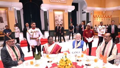 Vice President Shri C. P. Radhakrishnan attended the State Reception hosted by Hon'ble President, Smt Droupadi Murmu on the occasion of 80th Independence Day at Rashtrapati Bhavan (15.08.2026)