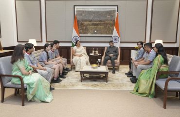 Vice President Shri C. P. Radhakrishnan interacted with Students from K. R. Mangalam World School, New Delhi and Presidium School, Ghaziabad on the occasion of Independence Day at Uprashtrapati Bhavan(15.08.2026)