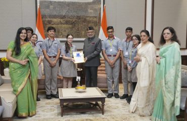 Vice President Shri C. P. Radhakrishnan interacted with Students from K. R. Mangalam World School, New Delhi and Presidium School, Ghaziabad on the occasion of Independence Day at Uprashtrapati Bhavan(15.08.2026)