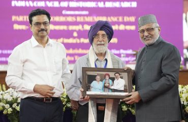 Vice-President Shri C. P. Radhakrishnan felicitated the Partition survivors in recognition of their courage, resilience and contribution to preserving the memories and lived experiences of Partition on the occasion of Partition Horrors Remembrance Day in University of Delhi on 14.08.2026