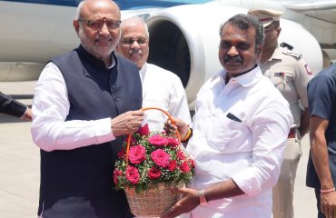 Vice President Shri C. P. Radhakrishnan was accorded a warm welcome, by Governor of Tamil Nadu, Thiru Rajendra Vishwanath Arlekar; Union Minister of State Dr. L. Murugan; Minister in the Government of Tamil Nadu, Thiru Rajmohan, and other dignitaries, upon his arrival at Chennai International Airport on 16.08.2026.