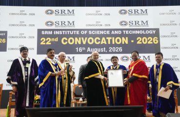 Vice President Shri C. P. Radhakrishnan graced the 22nd Convocation of S.R.M. Institute of Science and Technology (SRMIST) at Kattankulathur, Chengalpattu near Chennai on 16.08.2026