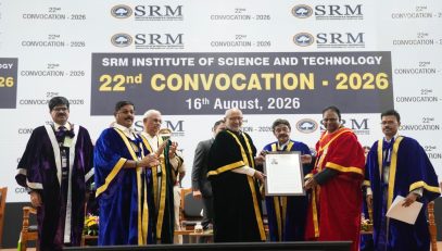 Vice President Shri C. P. Radhakrishnan graced the 22nd Convocation of S.R.M. Institute of Science and Technology (SRMIST) at Kattankulathur, Chengalpattu near Chennai on 16.08.2026