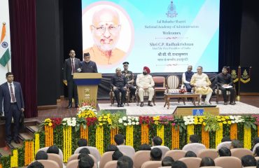 Vice-President Shri C. P. Radhakrishnan addressed the Valedictory Programme of Phase-II training of the IAS Officer Trainees of the 2024 batch at the Lal Bahadur Shastri National Academy of Administration (LBSNAA), Mussoorie on 20.08.2026