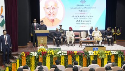 Vice-President Shri C. P. Radhakrishnan addressed the Valedictory Programme of Phase-II training of the IAS Officer Trainees of the 2024 batch at the Lal Bahadur Shastri National Academy of Administration (LBSNAA), Mussoorie on 20.08.2026