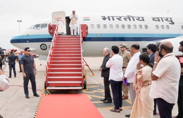 Vice President Shri C. P. Radhakrishnan, arrived at Vijayawada International Airport, Andhra Pradesh, where he was warmly received by Hon’ble Governor Shri S. Abdul Nazeer and other dignitaries on 24.08.2026