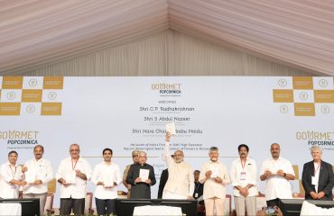 Vice President Shri C. P. Radhakrishnan launched India’s first non-GMO, high-expansion popcorn maize hybrid seed, developed by Gourmet Popcornica, at Musunuru in Andhra Pradesh on 24.08.2026