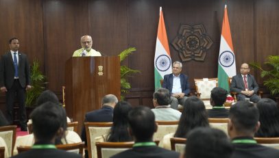 Vice President Shri C. P. Radhakrishnan addressed the Officer Trainees of the 2026 Batch of Indian Statistical Service (ISS) at Uprashtrapati Bhavan on 18.08.2026