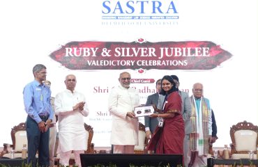 Vice President Shri C. P. Radhakrishnan graced the Ruby and Silver Jubilee Valedictory Celebrations of SASTRA Deemed University in Thanjavur on 17.08.2026