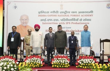 Vice President Shri C. P. Radhakrishnan addressed the Indian Forest Service (IFS) probationers of the 2025–2027 batch undergoing training at the Indira Gandhi National Forest Academy (IGNFA), Dehradun on 19.08.2026