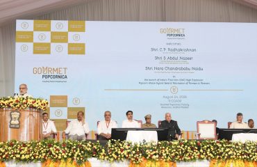Vice President Shri C. P. Radhakrishnan launched India’s first non-GMO, high-expansion popcorn maize hybrid seed, developed by Gourmet Popcornica, at Musunuru in Andhra Pradesh on 24.08.2026