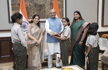 Vice President Shri C. P. Radhakrishnan celebrated Raksha Bandhan with school children at Uprashtrapati Bhavan