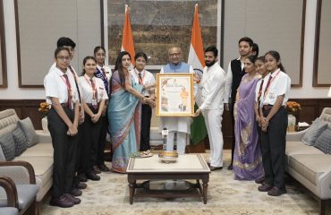 Vice President Shri C. P. Radhakrishnan celebrated Raksha Bandhan with school children at Uprashtrapati Bhavan