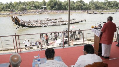 Vice President Shri C. P. Radhakrishnan inaugurated the Aranmula Uthrittathi Vallamkali on the River Pamba on 30.08.2026