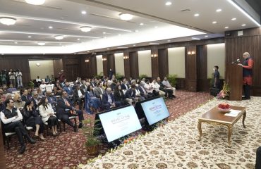 Vice President Shri C. P. Radhakrishnan launched ‘Gnani Artha’, comprising Evon 3.3, a large language model, and Plexus, a platform connecting AI intelligence with real-world work and institutions, developed by GNANI AI, at Uprashtrapati Bhavan, New Delhi on 28.8.2026