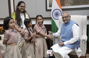 Vice President Shri C. P. Radhakrishnan celebrated Raksha Bandhan with school children at Uprashtrapati Bhavan