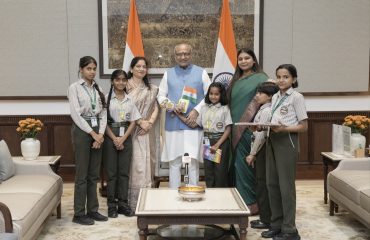 Vice President Shri C. P. Radhakrishnan celebrated Raksha Bandhan with school children at Uprashtrapati Bhavan