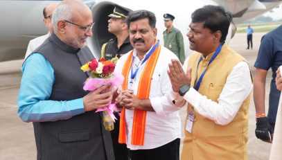 Vice President Shri C. P. Radhakrishnan arrived at the Swami Vivekananda International Airport, Raipur on 02.09.2026. Governor of Chhattisgarh, Deputy Chief Minister of Chhattisgarh and other dignitaries welcomed the Vice President at the airport.
