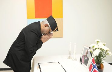 Vice President Shri C. P. Radhakrishnan visited the Royal Norwegian Embassy in New Delhi on 01.09.2026 and expressed his condolences on the passing away of His Majesty King Harald V of Norway